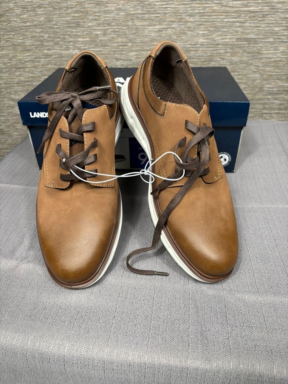 Lands' End Sport Oxford Shoes Mens Size 9 Dark Tan White Style 1908426 NEW